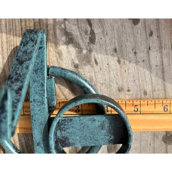 Christmas Tree Tea Light Holder Rustic Wrought Iron Green Blue Candle Stand - Picture 9 of 11